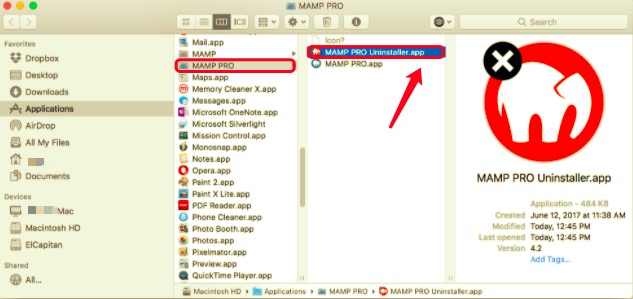 Désinstaller MAMP sur Mac avec le programme de désinstallation intégré