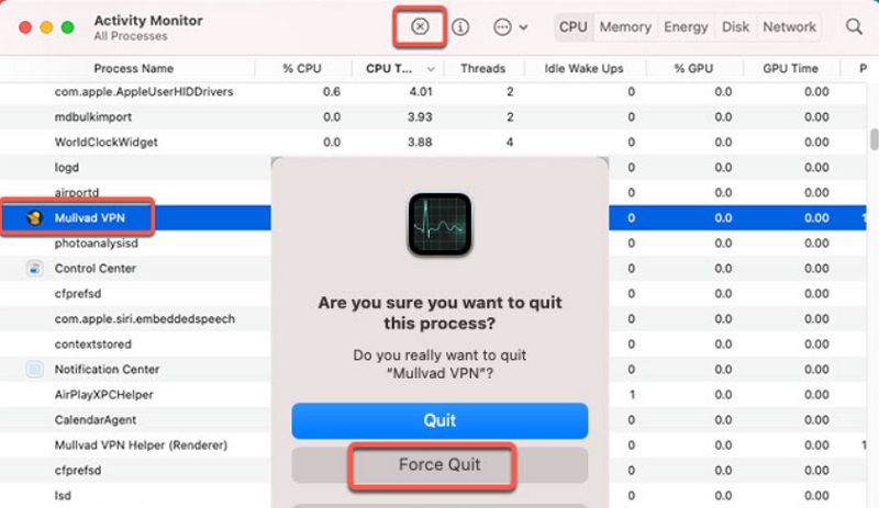 Supprimer manuellement Mullvad VPN de Mac