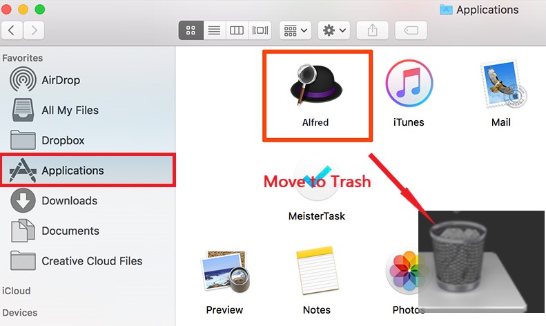 Désinstaller manuellement Alfred sur Mac