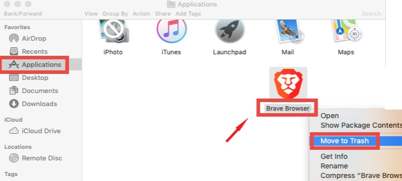 Désinstaller manuellement Brave Browser sur Mac