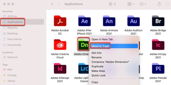 Supprimer Adobe Dimension de Mac