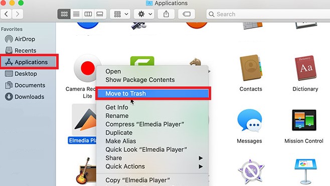 Désinstaller manuellement Elmedia Player sur Mac
