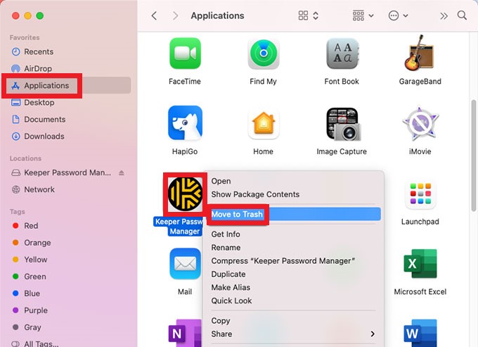Désinstaller manuellement Keeper sur Mac
