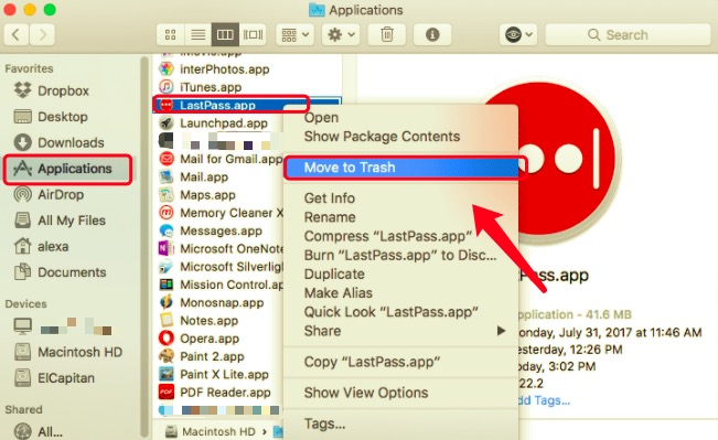 Désinstaller manuellement LastPass sur Mac