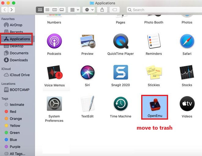 Désinstaller manuellement OpenEmu sur Mac