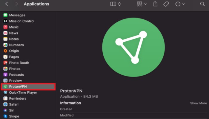 Désinstaller manuellement ProtonVPN sur Mac