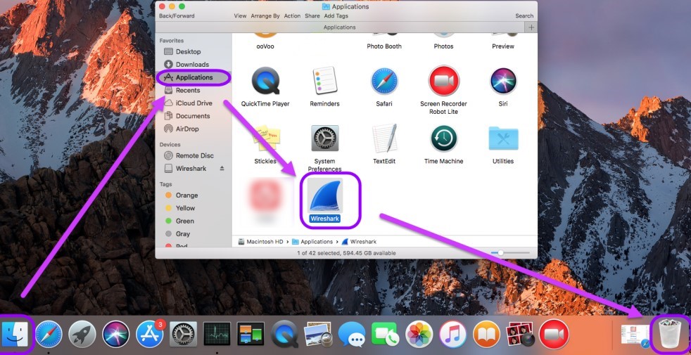 Désinstaller manuellement Wireshark sur Mac