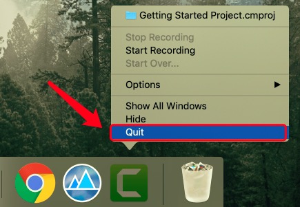 Quitter Camtasia Studio sur Mac