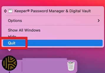 Quitter keeper sur Mac