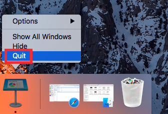 Quitter pour désinstaller Keynote