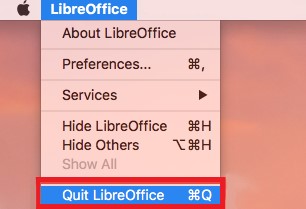 Quittez l'application LibreOffice sur Mac