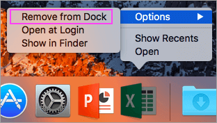 Supprimer les applications Office DE votre Dock