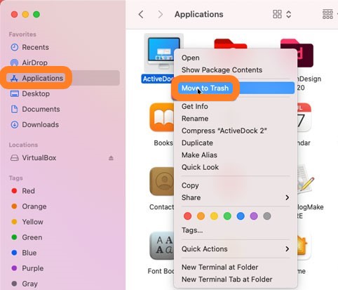 Désinstaller manuellement ActiveDock sur Mac