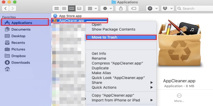 Désinstaller manuellement AppCleaner sur Mac