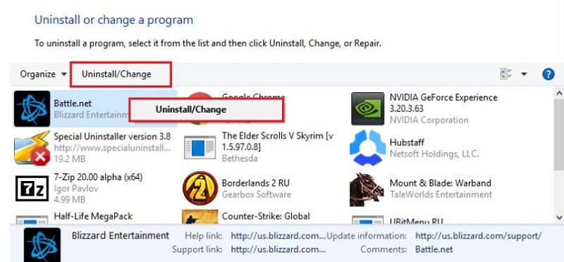 Étapes pour désinstaller les jeux Blizzard sous Windows
