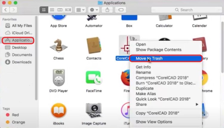 Désinstaller manuellement CorelCAD sur Mac