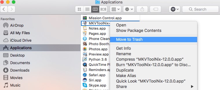Désinstaller manuellement MKVToolNix sur Mac