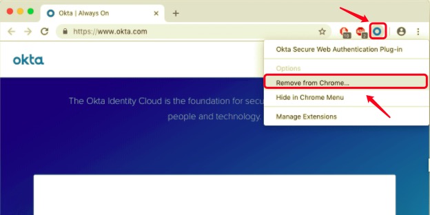 Supprimer le plugin Okta de Chrome sur Mac