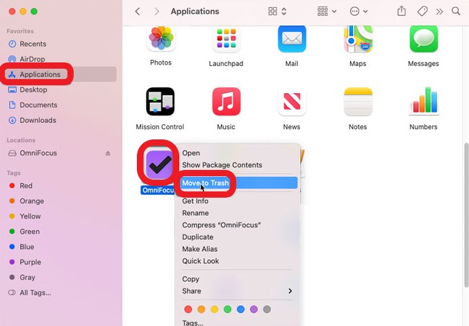 Comment désinstaller manuellement Omnifocus sur Mac