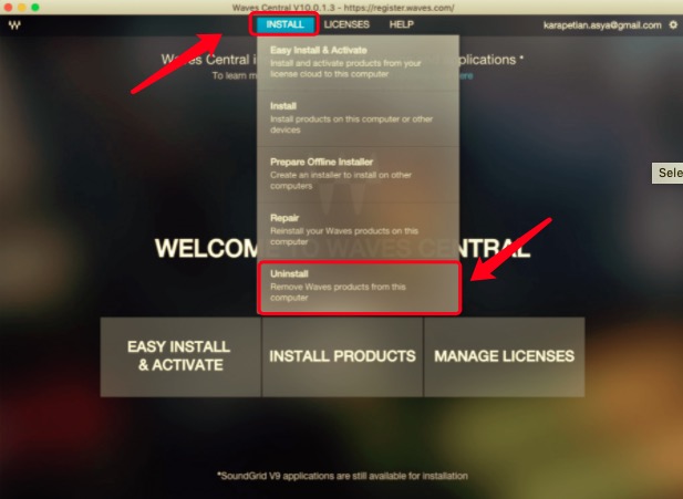 Supprimer les plugins Waves via le centre de licence Waves