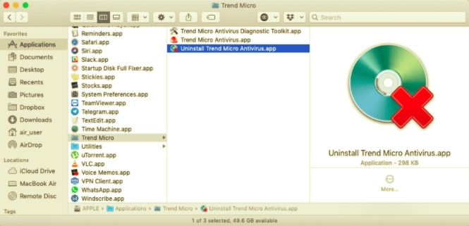 Supprimer Trend Micro Antivirus à l'aide de son programme de désinstallation intégré