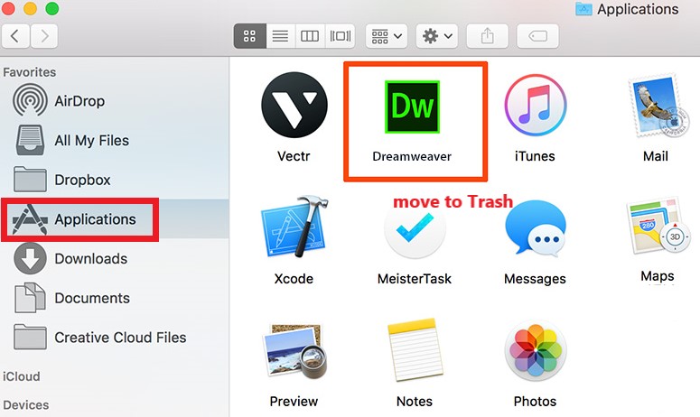Désinstaller manuellement Dreamweaver CS3 sur Mac