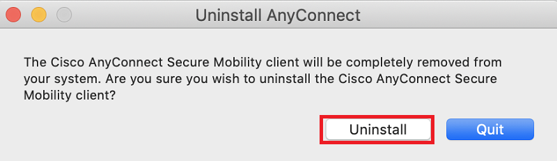 Supprimer Cisco AnyConnect de Mac