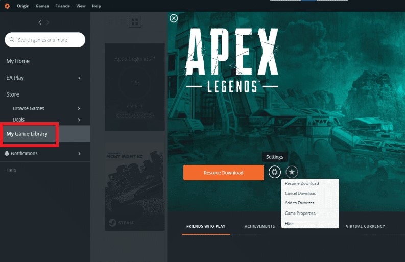 Supprimer Apex Legends d'origine