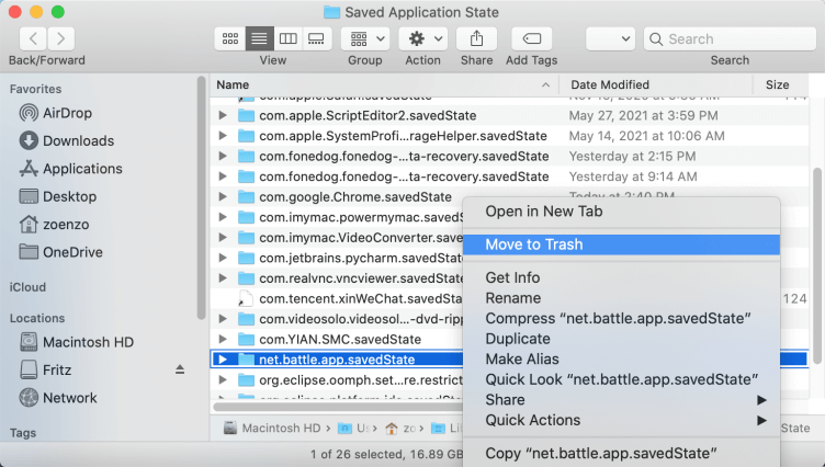 Supprimer les fichiers enregistrés pour désinstaller Battle.net sur Mac