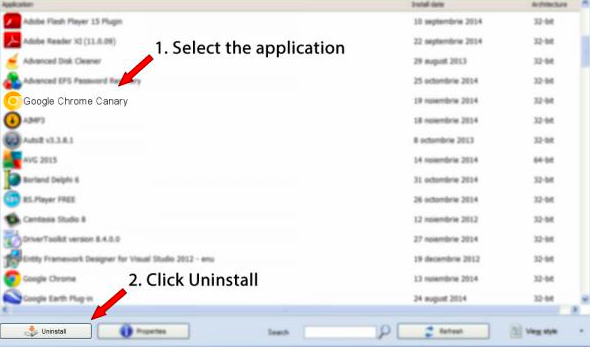 Supprimer Chrome Canary de Windows