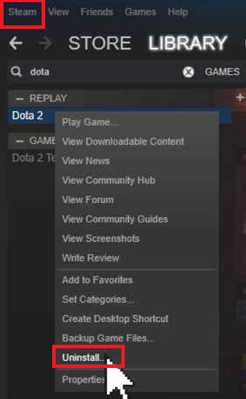Désinstaller Dota 2 sur Mac à partir de Steam