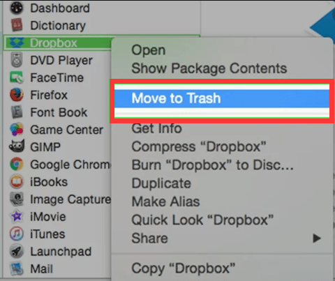 Désinstaller Dropbox de Mac à l'aide du Finder