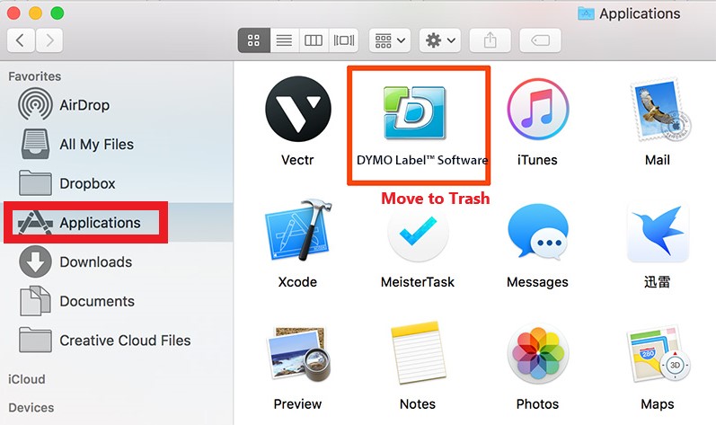 Désinstaller manuellement DYMO sur Mac