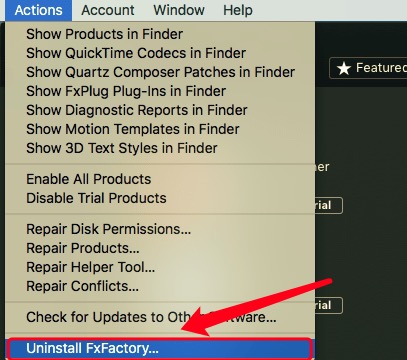 Désinstaller FxFactory sur Mac via son programme de désinstallation