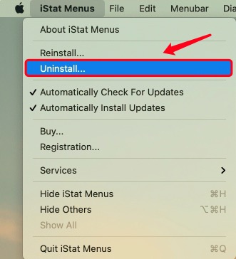 Désinstaller les menus iStat sur Mac à partir de la barre de menus Apple