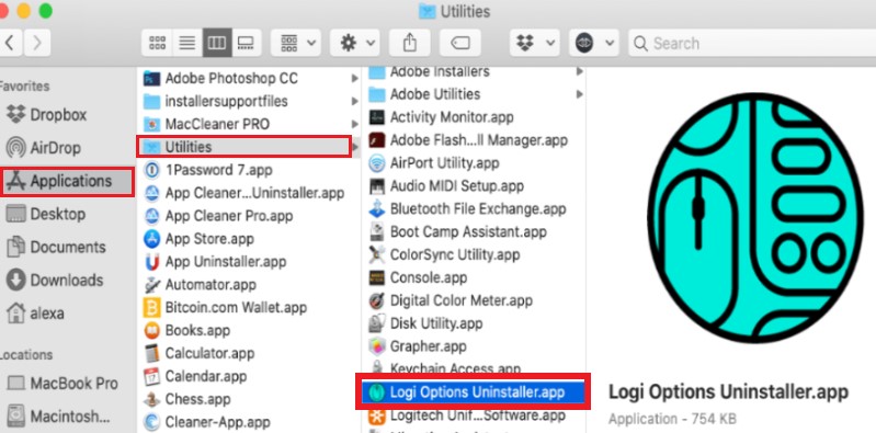 Désinstaller Logitech Control Center sur Mac
