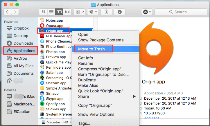 Désinstaller manuellement Origin sur Mac