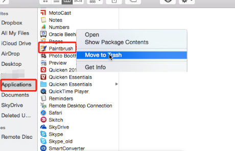 Utilisation du Finder sur votre Mac pour supprimer Paintbrush
