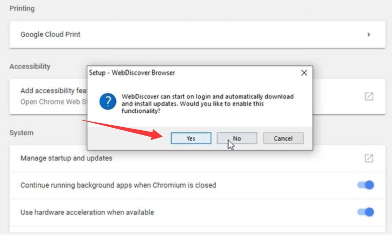 Supprimer le navigateur WebDiscover sur Google
