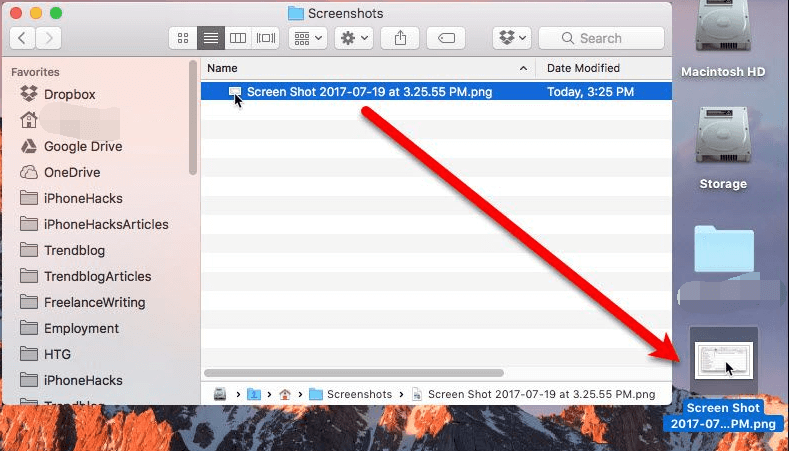 Modifier l'emplacement de la capture d'écran sur Mac