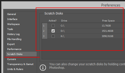 Changez votre disque de travail