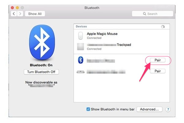 Cliquez sur Pair pour vous connecter