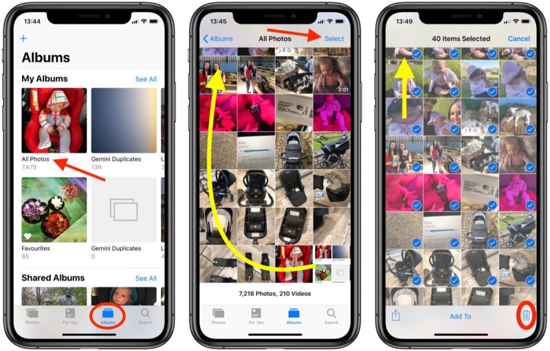 Supprimer toutes les photos de l'iPhone