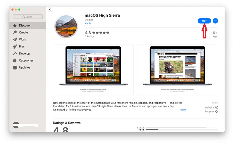 Obtenez macOS High Sierra Téléchargez le fichier DMG à partir du Mac App Store
