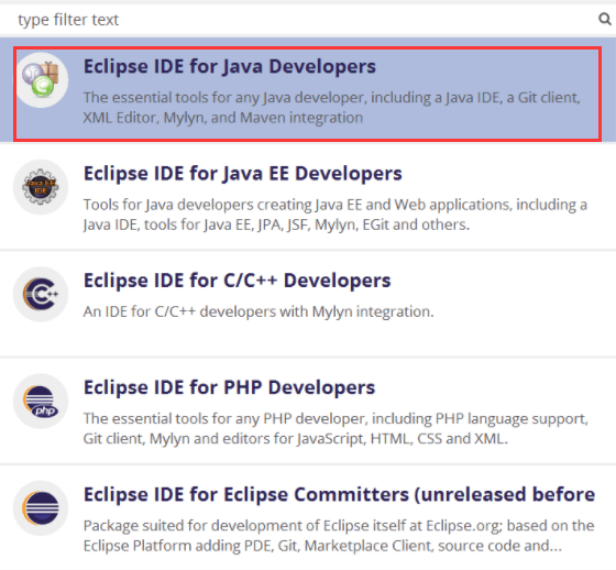 Télécharger Eclipse IDE pour les développeurs Java