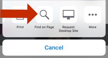 Rechercher du texte dans une page dans iOS