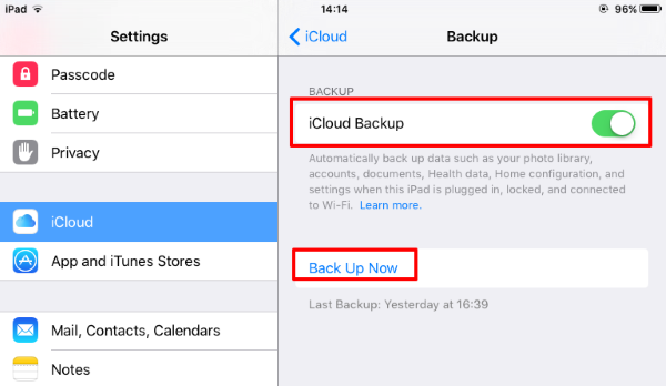 Fichiers de sauvegarde iCloud