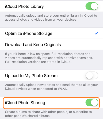 Partage de photos iCloud