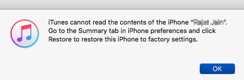 iTunes ne peut pas lire le contenu de l'iPhone
