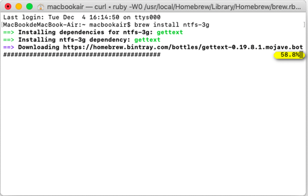 Processus d'installation de Ntfs 3g